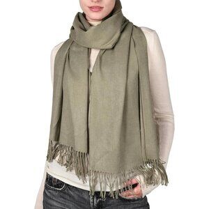 Women's Olive Pashmina Shawl Wraps Cashmere Feel Winter Scarf Soft Warm Blanket